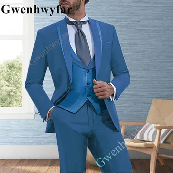 Gwenhwyfar esküvői ruha 2023 Slim Fit luxus öltönyök férfiaknak Homme jelmez Kiváló minőségű divat férfi blézer mellény nadrág