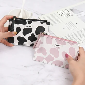 Az új aranyos tehén női koreai változata Ultravékony pénztárca cipzár Multi-card nagy kapacitású hordozható pénzcsipesz