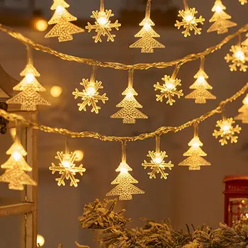 Hópehely LED füzér lámpák koszorú boldog karácsonyt dekoráció tündérfények 2023 karácsonyi ajándékok Cristmas Navidad Születési újév 2024