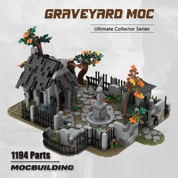 Halloween játékok Temető MOC építőelem Sírkő modell DIY összeszerelési technológia Kockák Kísértetjárta játékok gyerekeknek ajándék
