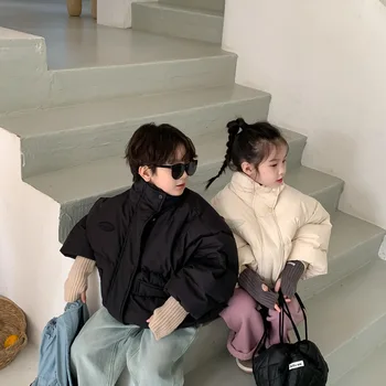 Téli gyerekek fiú koreai kabát vastag állvány gallér kisgyermek fiú hóruha kabát tömör meleg sztreccs szegély fiatal gyerekek fiú dzseki