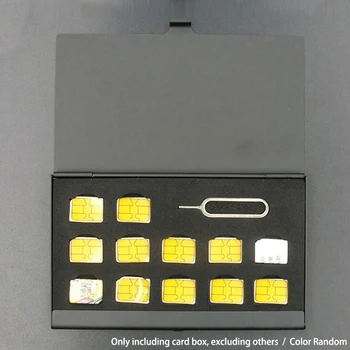 12 bővítőhely-NANO + 1 bővítőhelyes kártya-tű alumínium hordozható SIM mikrokártya PIN SIM-kártya nano memóriakártya tároló doboz tok védő tartó