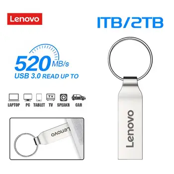 Lenovo 2 TB-os fém pendrive 128 GB-os USB flash meghajtó 1 TB 512 GB-os 256 GB-os hordozható USB-memória 128 GB-os nagy sebességű Pendrive ajándéklánccal