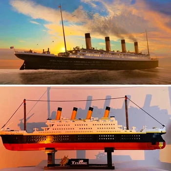 City RMS Titanic tengerjáró hajó Mini építőelemek Kreatív szakértői figurák Hajó óceánjáró modell Mikrokockák Játékok gyerekeknek MOC