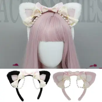 Női fejpánt fotózás Kellék Íjcsomó Macska fülek cosplay öltöztetős anime Kawaii Lady Hair Band Hair kiegészítők