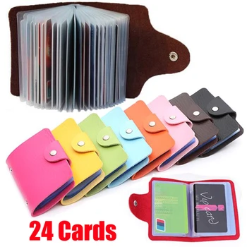 24Kártyatartó táska Egyszerű egyszínű zsebtok azonosító tartók nőknek Férfi hitelazonosító kártya szervező bőr kártyatartó pénztárca