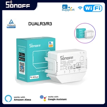 SONOFF EWeLink DUALR3/R3 Lite DIY MINI 2 Gang Smart Switch kettős relé modul teljesítménymérés vezérléssel Alexán keresztül Google Home