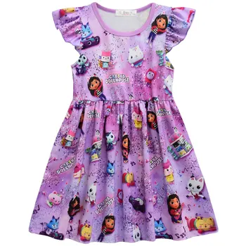 2023 Nyári pamut Baby Girls Gabbys babaház ruha Gyerekek csipke hercegnő ruhák Todder lányok Születésnapi zsúr ajándékruhák 2-10