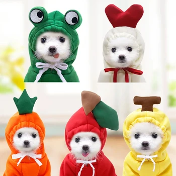 Sudadera con capucha para mascotas, abrigo cálido de frutas, suéter para gatos, disfraz de clima frío para cachorros, perros peq