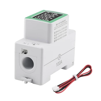 Digitális kijelző többfunkciós sínmérő feszültség- és árammérő AC50-300V / 100A elektromos mennyiség teljesítménymérő