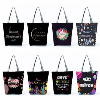 Tanárnapi ballagási ajándék kézitáskák Super Maitresse nyomtatás Női táskák utazás Nagy kapacitású szervező fekete válltáskák