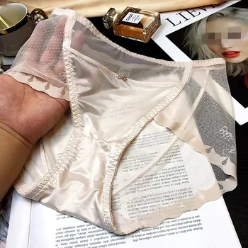 Light luxus csipke háló derékközép fehérnemű női pamut lágyék nagy méretű szexi lélegző ultravékony nyomtalan bugyi nők