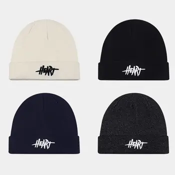 Hip Hop Fleece Warm Hat Gift Y2k Winter Warm Knitting Cap Ins Plus Velvet Mandzsetta Kötött sapka Férfi Nők