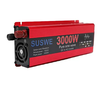 SUSWE 3000W 2000W 1000W napelemes inverter 12V 24V tiszta szinuszhullámú feszültség átalakító