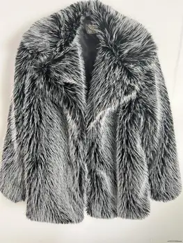 Téli divat Oversize plüss meleg műszőrme kabátok Nők Elegáns hajtóka Tömör hosszú ujjú kabát Női elegáns Vastag Meleg utcai ruházat