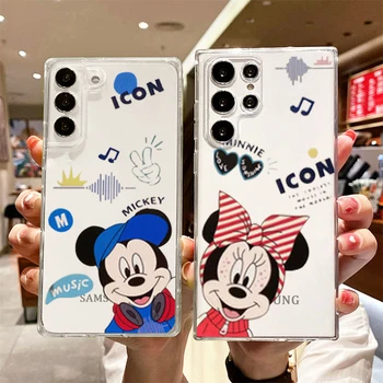 Disney Mickey Minnie Kiss telefontok Samsung S23 S22 S21 S20 FE Ultra Pro Lite S10 S10E S9 S8 Plus 5G átlátszó tok