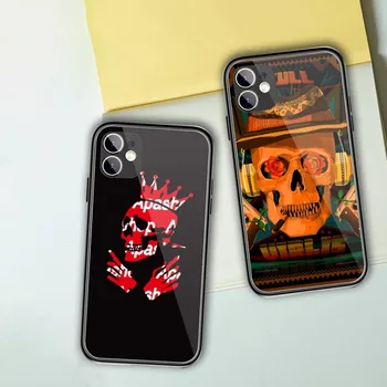 Creative Skull Phone Case iPhone 14 13 12 11 XS X 8 7 6 Plus Mini Pro Max SE 2022 fekete PC TPU üveg telefonborítóhoz
