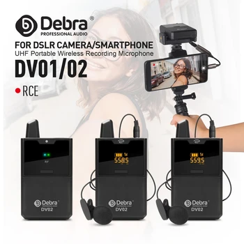 Debra DV UHF vezeték nélküli Lavalier / kézi mikrofon audio monitorral 50M tartomány telefonokhoz DSLR kamerák élő felvétel interjú