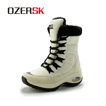 OZERSK 2024 Tél szőrmével Meleg hócsizma Női alkalmi cipők Divat Kényelmes fűzős csúszásmentes vízálló csizma 36-42-es méret