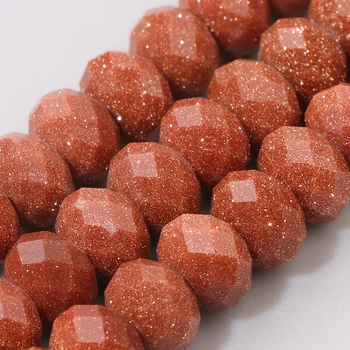 Nagykereskedelem Kerek vörös homokkő gyöngyök Fazettás csiszolt kőgyöngyök Uniszex DIY ékszerekhez Nyaklánc karkötők Kiegészítő 4 * 6MM