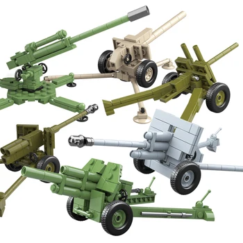 WW2 Katonai építőelemek Mini téglák Solider figurák Berendezések Játékok Ajándékok Fegyverek Fegyverek Orosz Német USA TüzérségJátékok
