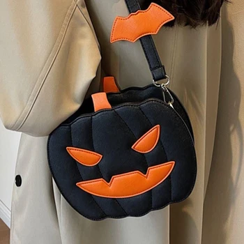 Halloween retro vicces aranyos tök crossbody táska válltáskák nagy kapacitású tárolótáska Pu bőr tároló táska kézitáskák