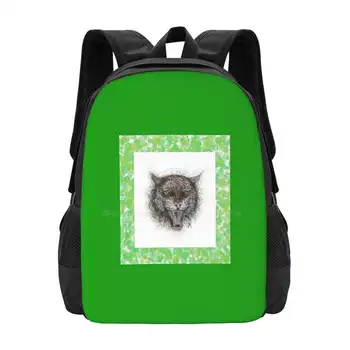 Dühös tigris , zöld keret 3D nyomtatás Design hátizsák Diáktáska Tigris Vadállatok Nagy macskák Puszta