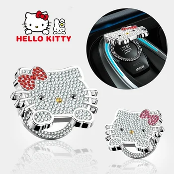 Sanrio Hello Kitty Car EGY KATTINTÁSOS Start Stop gombok Védőburkolat Aranyos belső tér Autó motor Gyújtásindító kapcsoló Gomb fedél