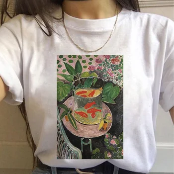 2023 Nyári női póló Art Olajfestmény Nyomtatás Póló 90-es évek lány Harajuku rövid ujjú női pólófelsők Ing Femme nyári felsők
