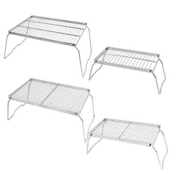 Brazier összecsukható asztal kültéri kempingezéshez, hordozható rozsdamentes acél négyzet alakú grill, piknik főzés, máglya asztali kiegészítők