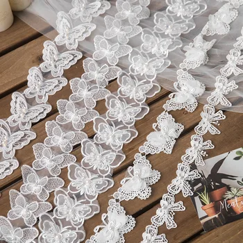 1 yard pillangó hímzett csipke díszítés esküvői ruha varrás rojt DIY szövet díszítés varróruházati kiegészítők