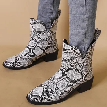 Bokacsizma nő 2023 tél Új rock cipő plusz méret kígyó mintás vaskos vízálló divat alkalmi kényelmes promóció