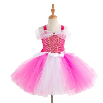 Rózsaszín kisgyermek lányok ruhái Halloween Új rajzfilm lány ruha kézzel készített tutu ruhák gyermek tánc előadás parti ruhák