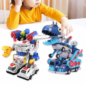 Gyermekek Átalakító robot dinoszaurusz jármű játék DIY összeszerelés akciófigura Mágneses összeszerelés játék építéshez Születésnapi ajándék