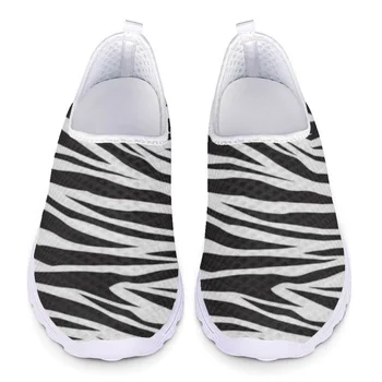 Aranyos zebra nyomtatás Könnyű naplopók Nők Nagy méretű csúszás cipőkön Háló Női alkalmi cipők Nyári sport Kocogócipők Női lakások