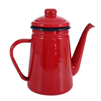 1.1L kiváló minőségű zománcozott kávéfőző öntsön tejes vízre kancsó Barista teáskanna vízforraló gáztűzhelyhez és indukciós tűzhelyhez piros