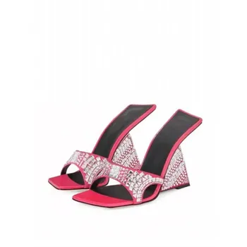 Furcsa sarkú szandál Crystal Chaussures Femme Slip On női cipő Divat Sapatos Feminino Square Toe Zapatos Mujer 2023
