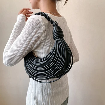 Luxus Designer női PU bőr hónalj táska elektromos drót fonott táska Kézitáska Messenger táska gombóc kereszttest váll Ba