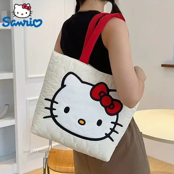 Sanrio Hello Kitty Melody Kuromi Cute Down Fabric kézitáska és pénztárca Új hímzés kézi egyvállas sminktáska Tote bevásárlótáska