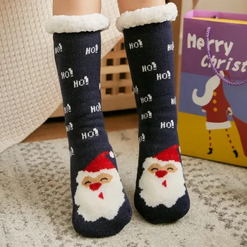 Korall bársony őszi/téli karácsonyi zokni nőknek csúszásmentes középcsöves Home Plus bársony padló zokni otthoni papucs