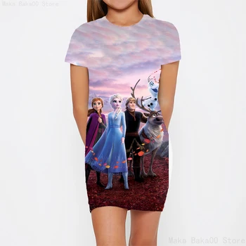 Disney Jégvarázs rajzfilm hercegnő nyári divat street girl ruha 3D nyomtatás aranyos és kényelmes lány szoknya