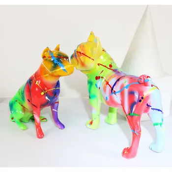 Kreatív Modern művészet fluoreszcencia spray szín Stamford szobor Lakberendezés Borszekrény Kisállat kutya asztali lakberendezés