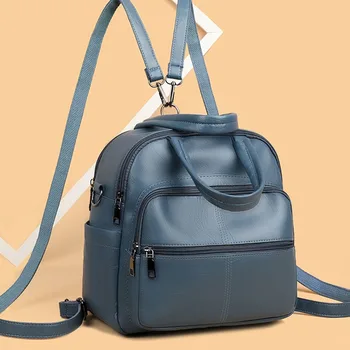 Többfunkciós női Pu bőr táskák Divat többrétegű, nagy kapacitású háromcélú hátizsák vállhírnök kézitáska