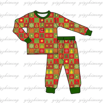 Karácsonyi pizsama Kislányok Fiúk Karácsonyfa kockás mintás lakásfelújítási kollekció butik gyermekruházat testvérek