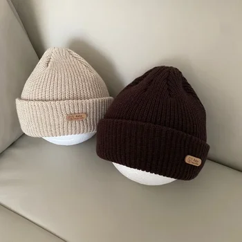 Baba fülvédő kalap őszi és téli tiszta pamut lány baba bőr címke gyapjú meleg fejpánt kalap megvastagított lány