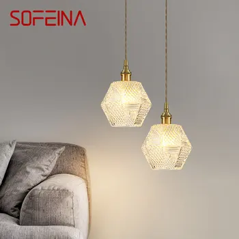 SOFEINA Nordic Brass LED függőlámpa Modern egyszerűség Kreatív üveg függő lámpatest otthoni étkezőhöz hálószoba bár