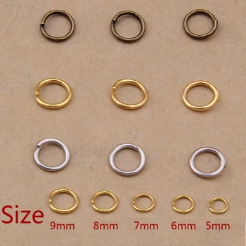 Yage 5-9MM 1000DB fém DIY Külső átmérő Ékszer megállapítások Vintage bronz, ródium, arany nyitott ugrógyűrűk