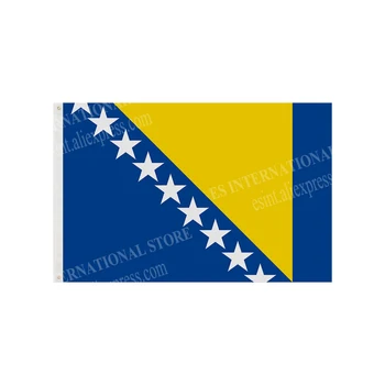 Bosznia-Hercegovina zászló Grafika Egyedi nyomtatott függő banner dekoráció Sport poliészter tengelyfedél Tömítések 3X5FT 90X150CM