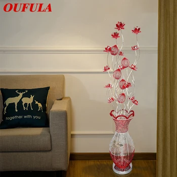 OUFULA Modern állólámpa Divatos Iiving szoba hálószoba Esküvő Piros alumínium huzal LED eredetiség Dekoratív állófény