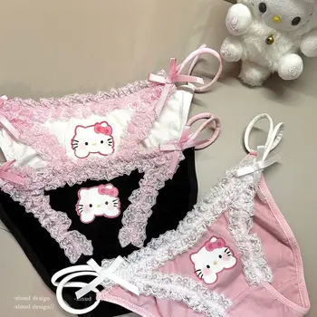 Sanrio Soft Cute HelloKitty Original Pure Desire Sweet Lace Edge Line rajzfilmmel Kt Girl Három bugyi